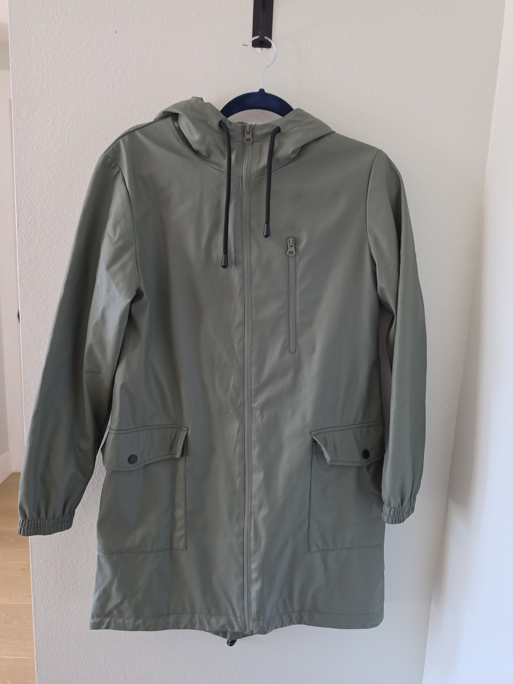 Zara Olive Green Hooded Raincoat XS